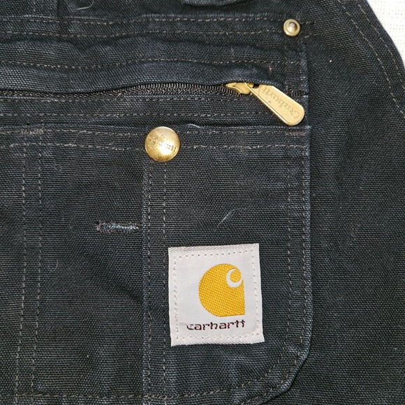 Carhartt Mens R50 Black Bib Overalls Quilted Lined Workwear Utility Size 38x30 - Picture 4 of 6